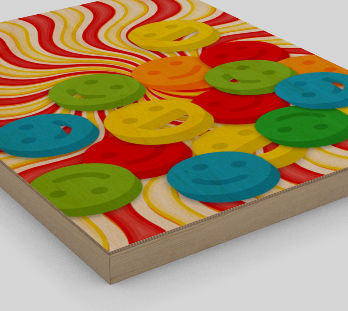 Aperçu de Rainbow Candy Swirls and Smiley Face Emojis Wall Art #3