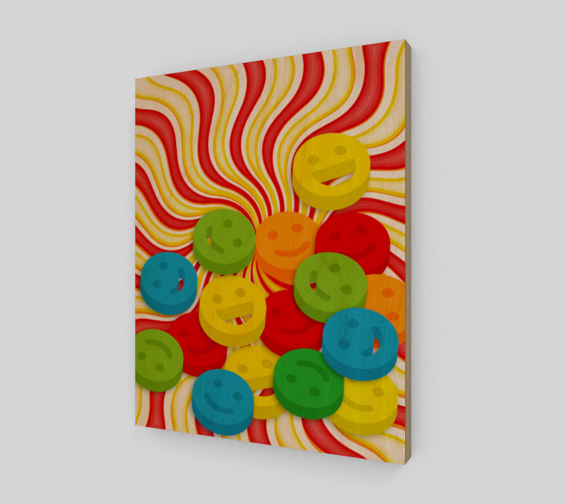 Aperçu de Rainbow Candy Swirls and Smiley Face Emojis Wall Art #1