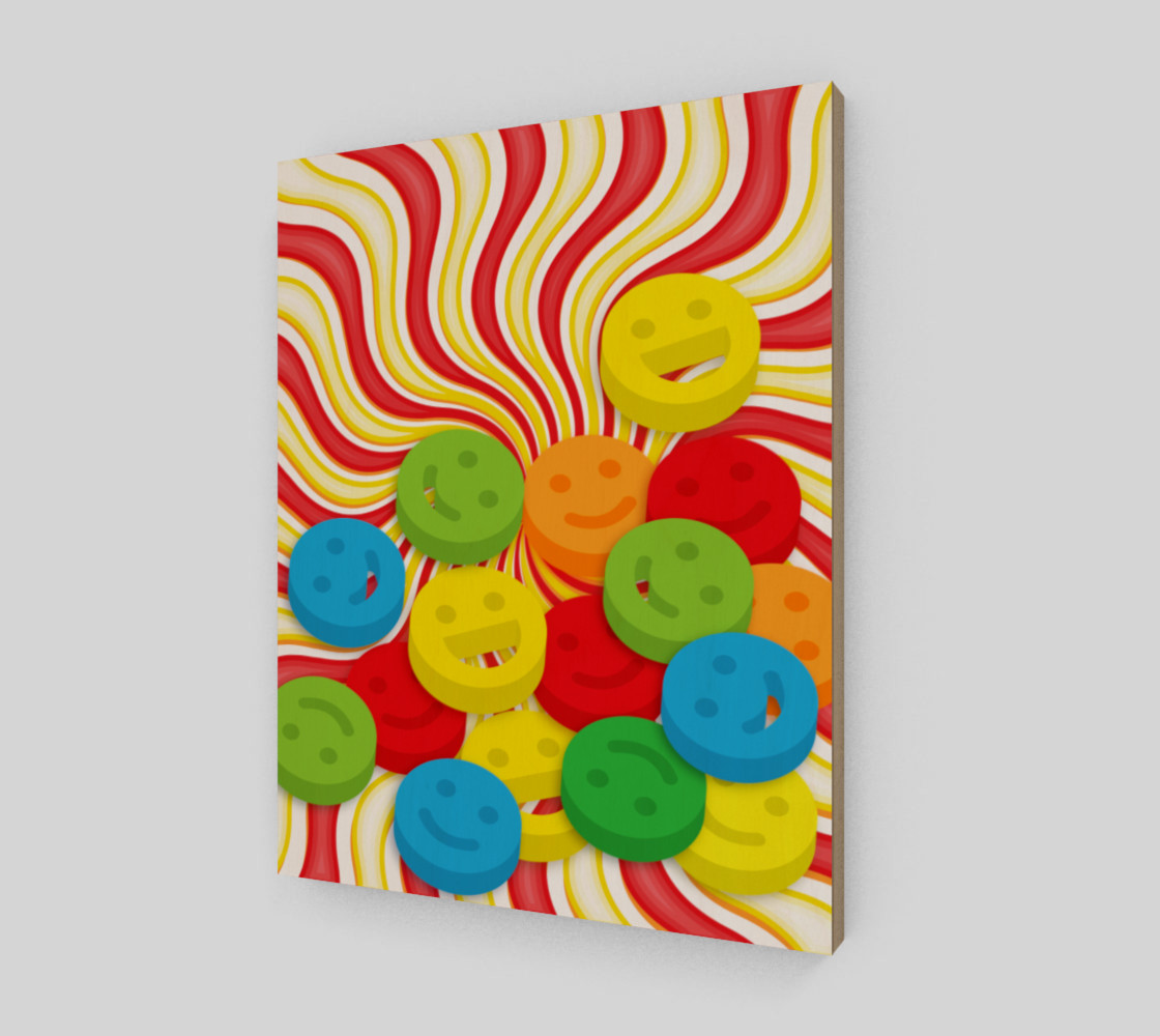 Aperçu de Rainbow Candy Swirls and Smiley Face Emojis Wall Art #2