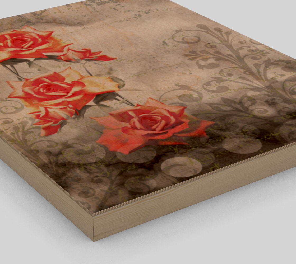 Vintage Red Rose Grey Floral Wall Art preview #3