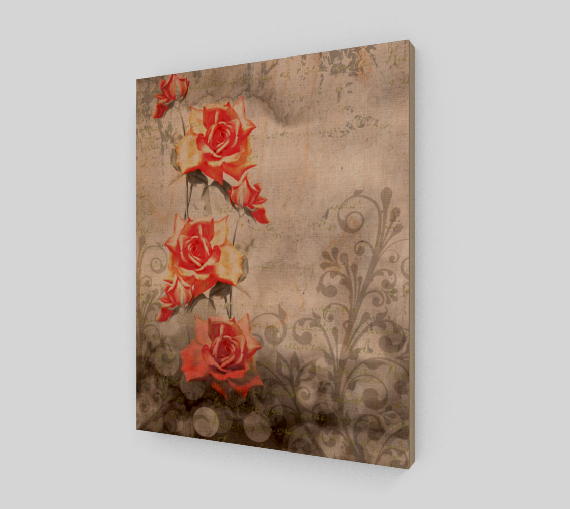 Vintage Red Rose Grey Floral Wall Art preview #1