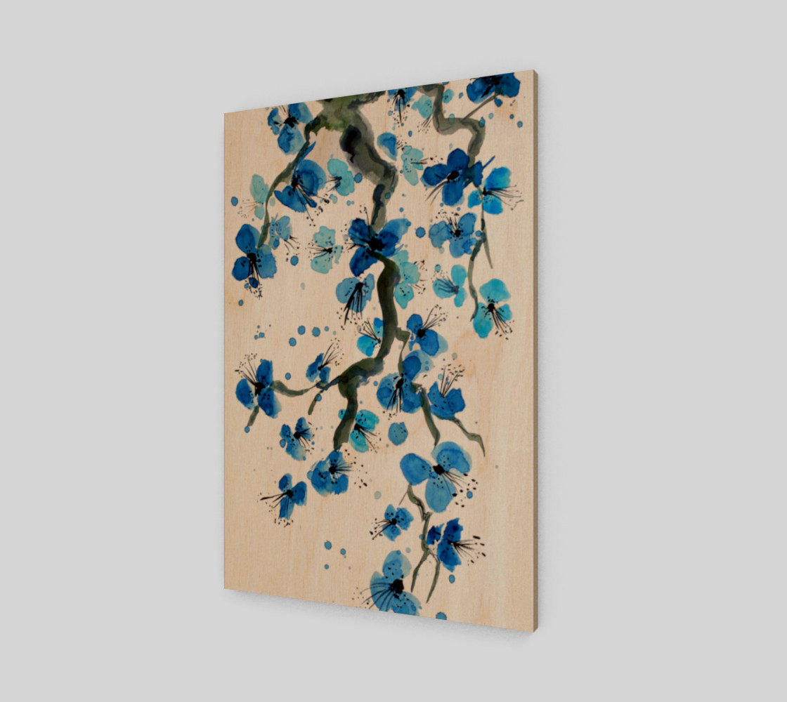 Blue Japanese Blossoms Art Print preview #1