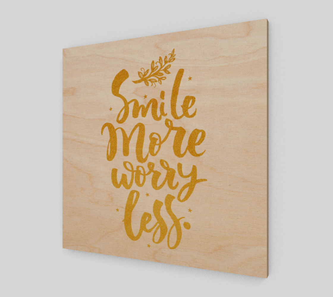 Aperçu de Smile More Worry Less Gold Typography #1