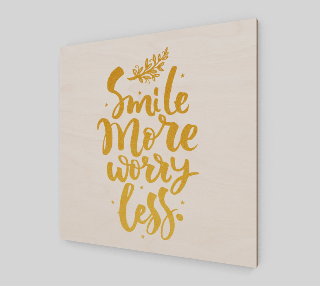 Aperçu de Smile More Worry Less Gold Typography #2