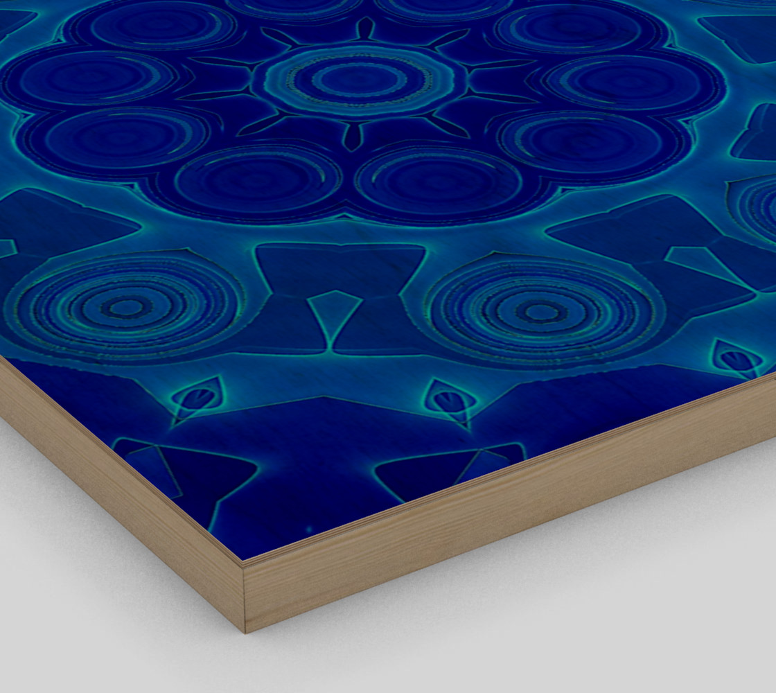 Blue Mandala Flower Art Wood Print preview #3