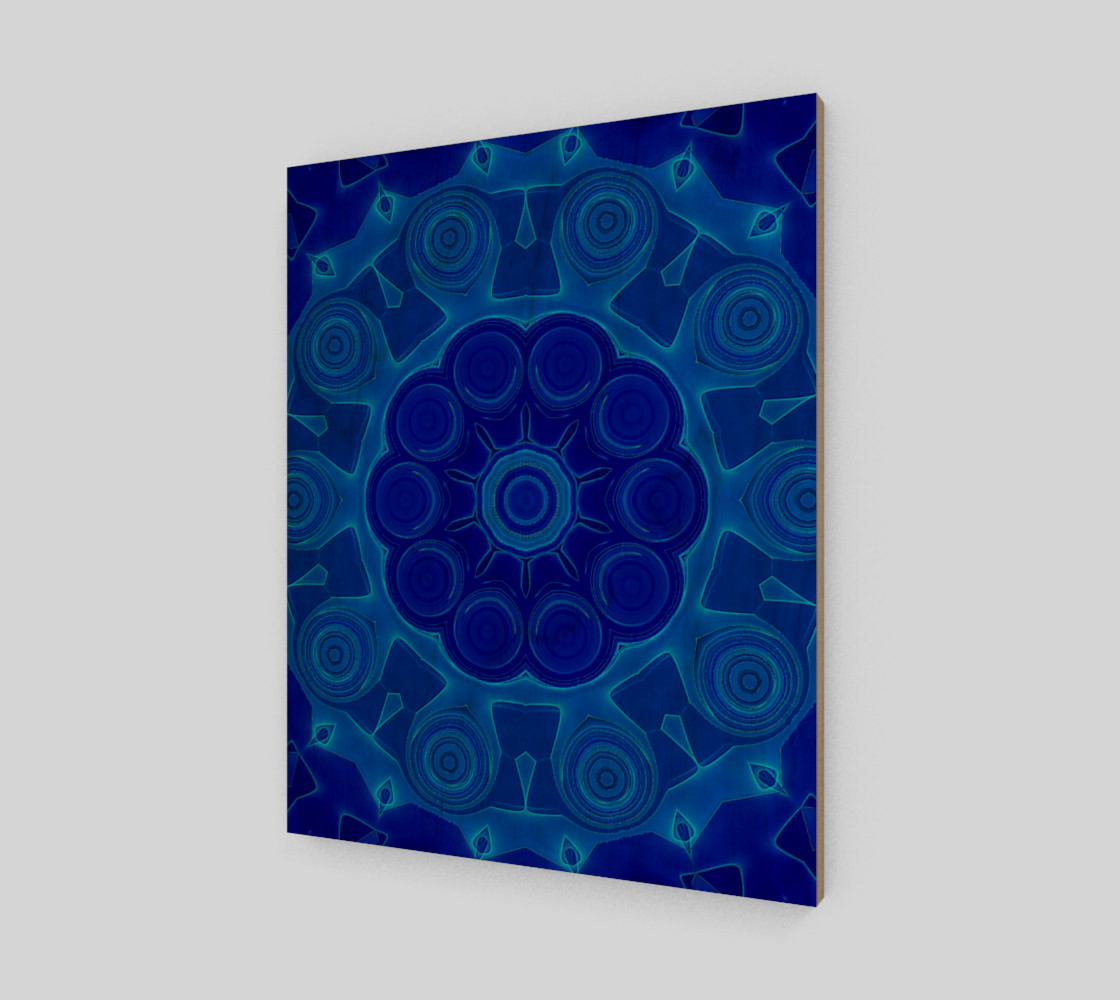 Blue Mandala Flower Art Wood Print preview #1