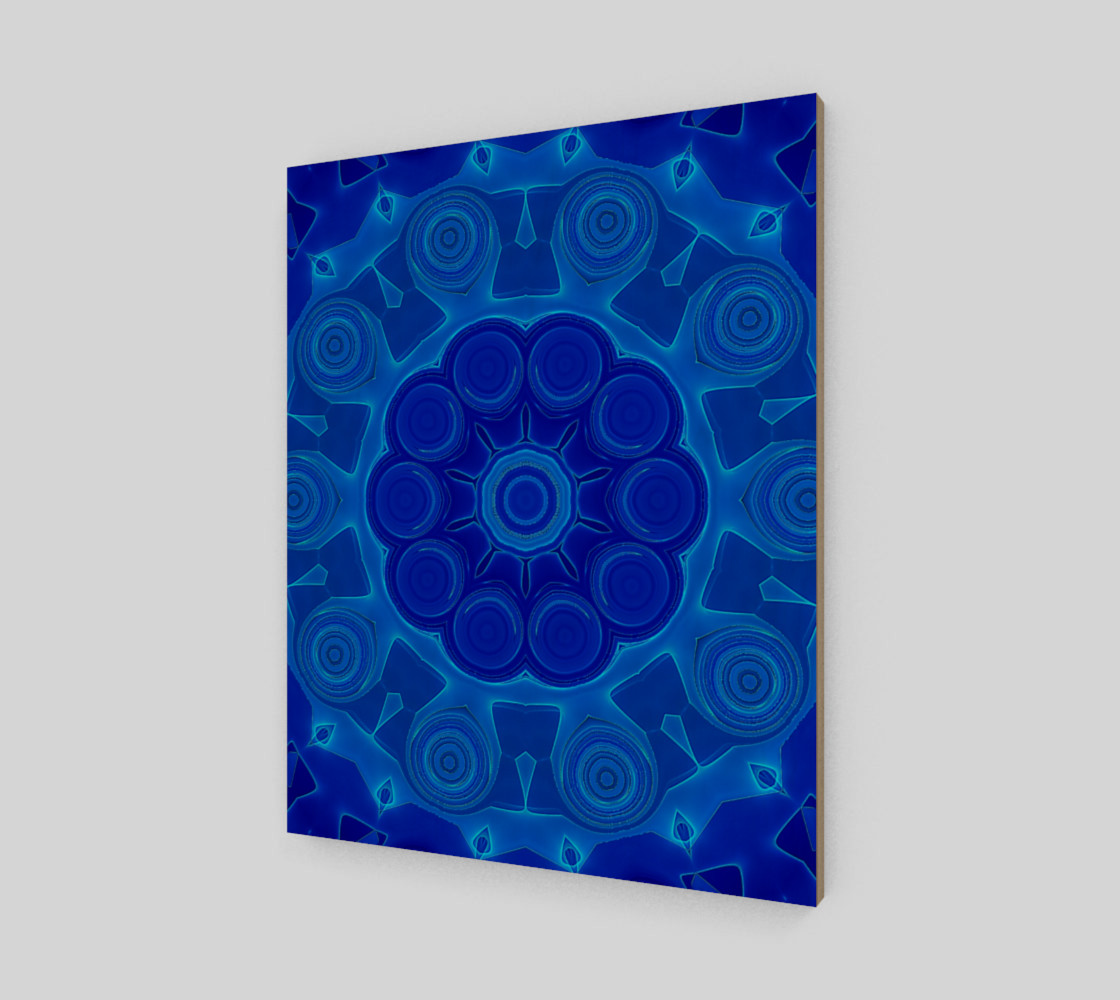 Blue Mandala Flower Art Wood Print preview #2