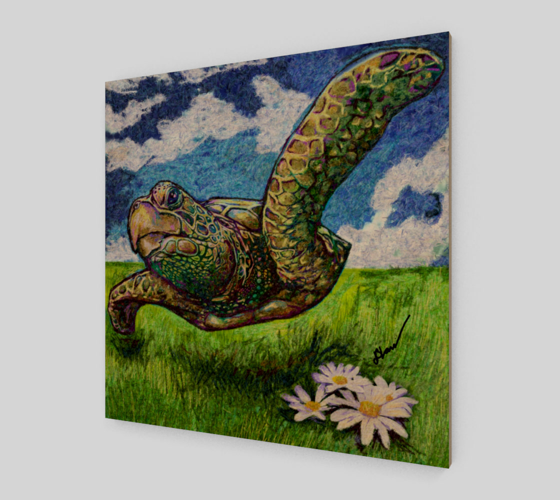 Flight Of The Sea Turtle on Wood preview #1