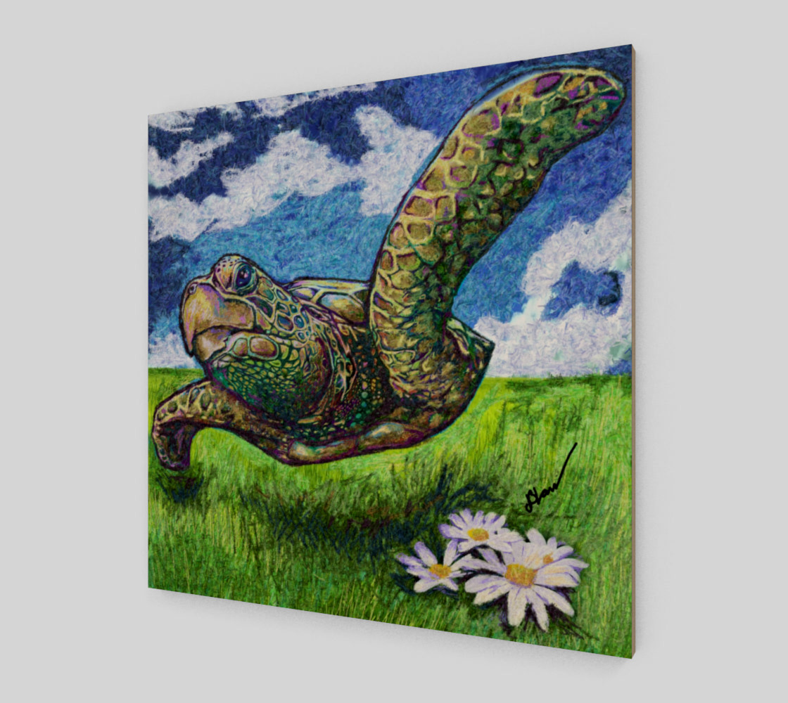 Flight Of The Sea Turtle on Wood preview #2
