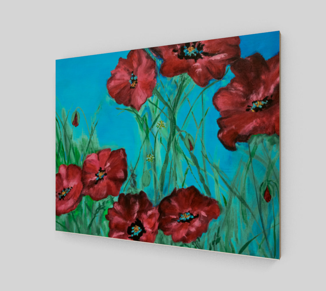 Big Red Floral Poppies 20 x 16 preview #2