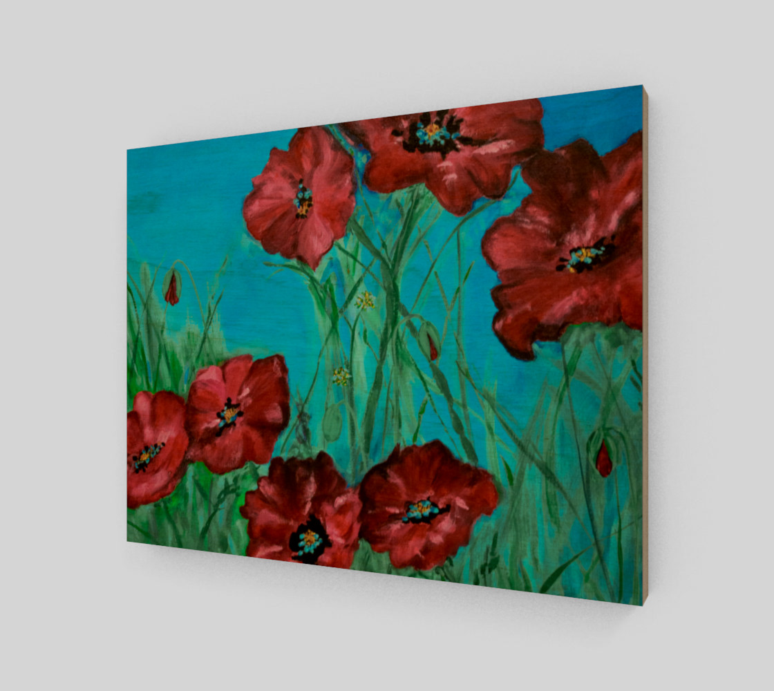 Big Red Floral Poppies 14 x 11 3D preview