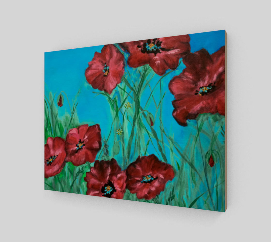 Big Red Floral Poppies 14 x 11 thumbnail #3