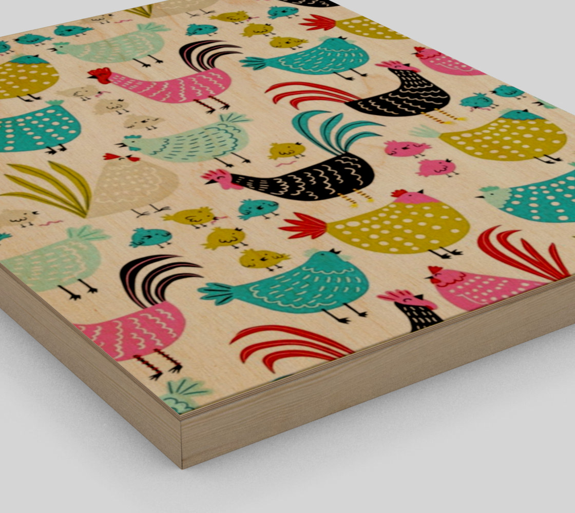 Colorful Fun Chicken & Rooster Print preview #3