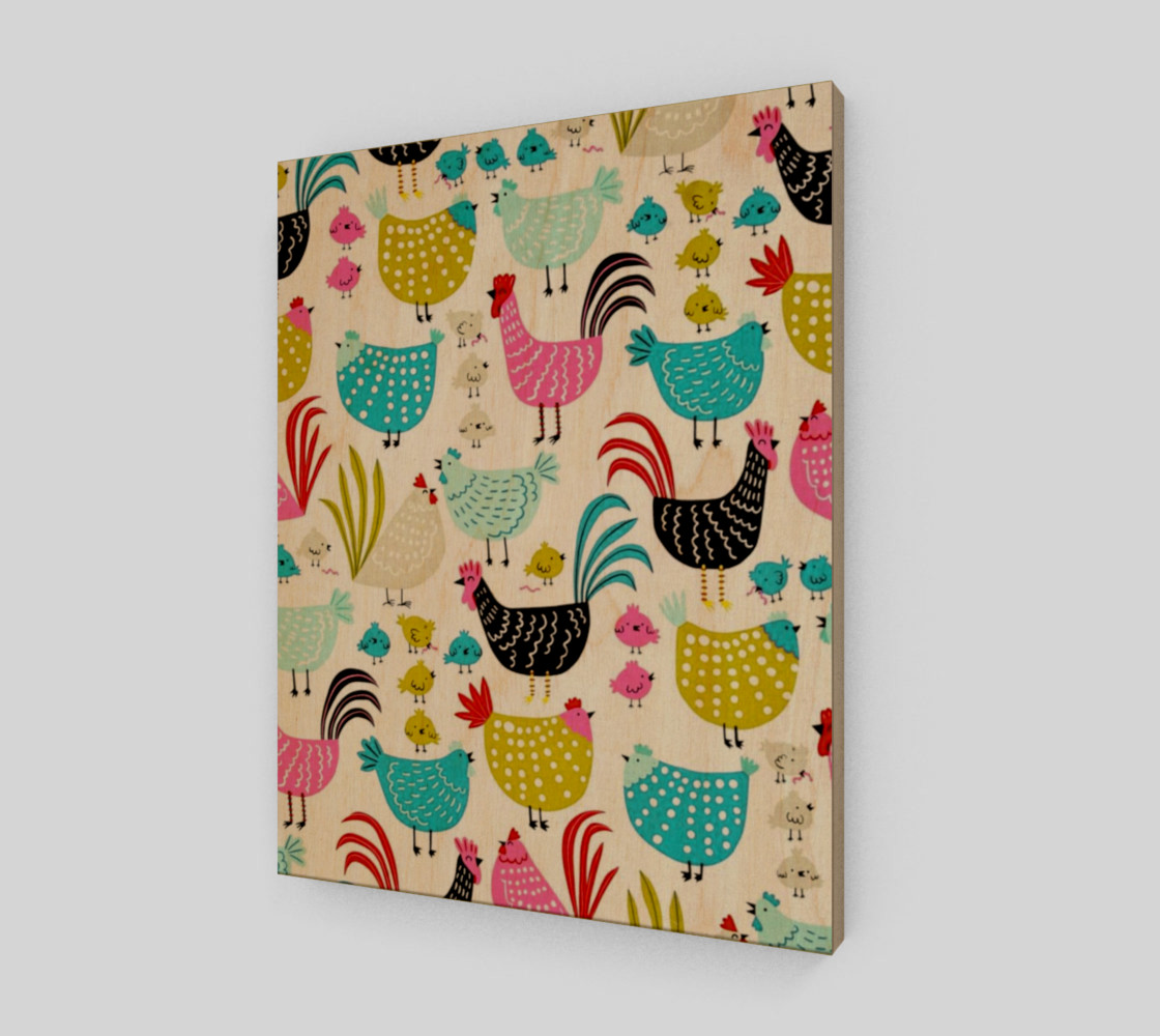 Colorful Fun Chicken & Rooster Print preview #1