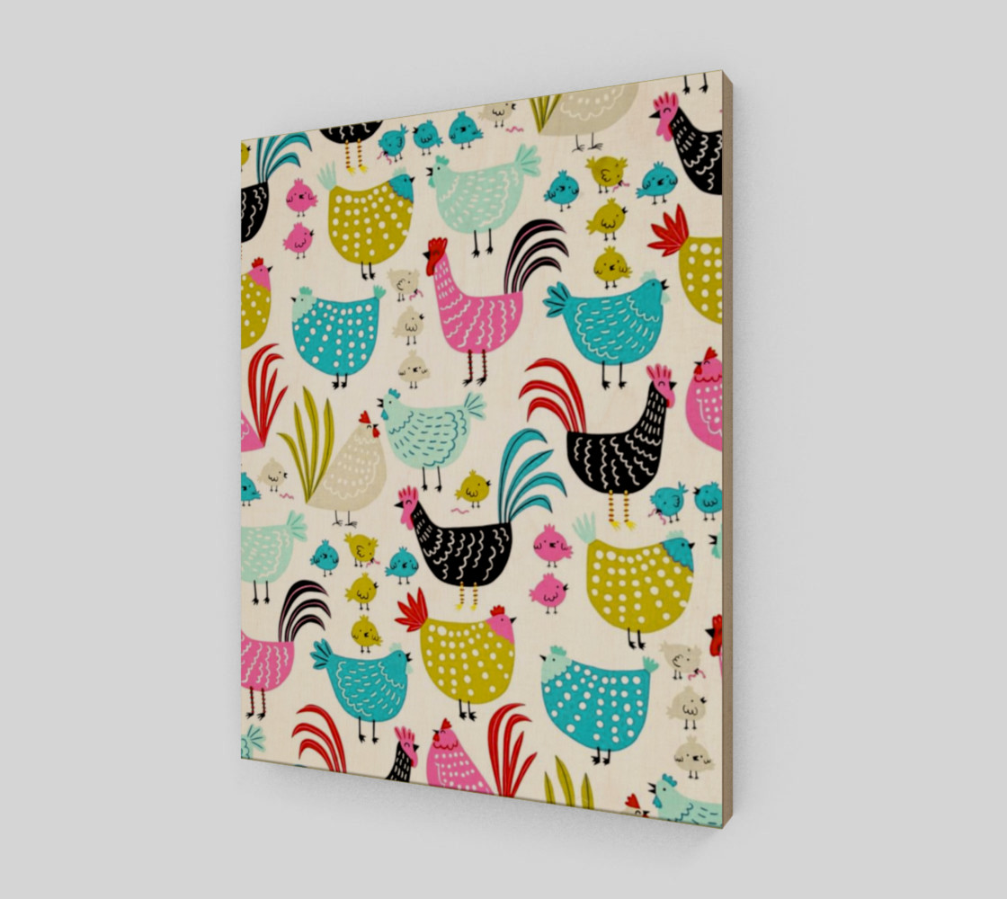 Colorful Fun Chicken & Rooster Print preview #2
