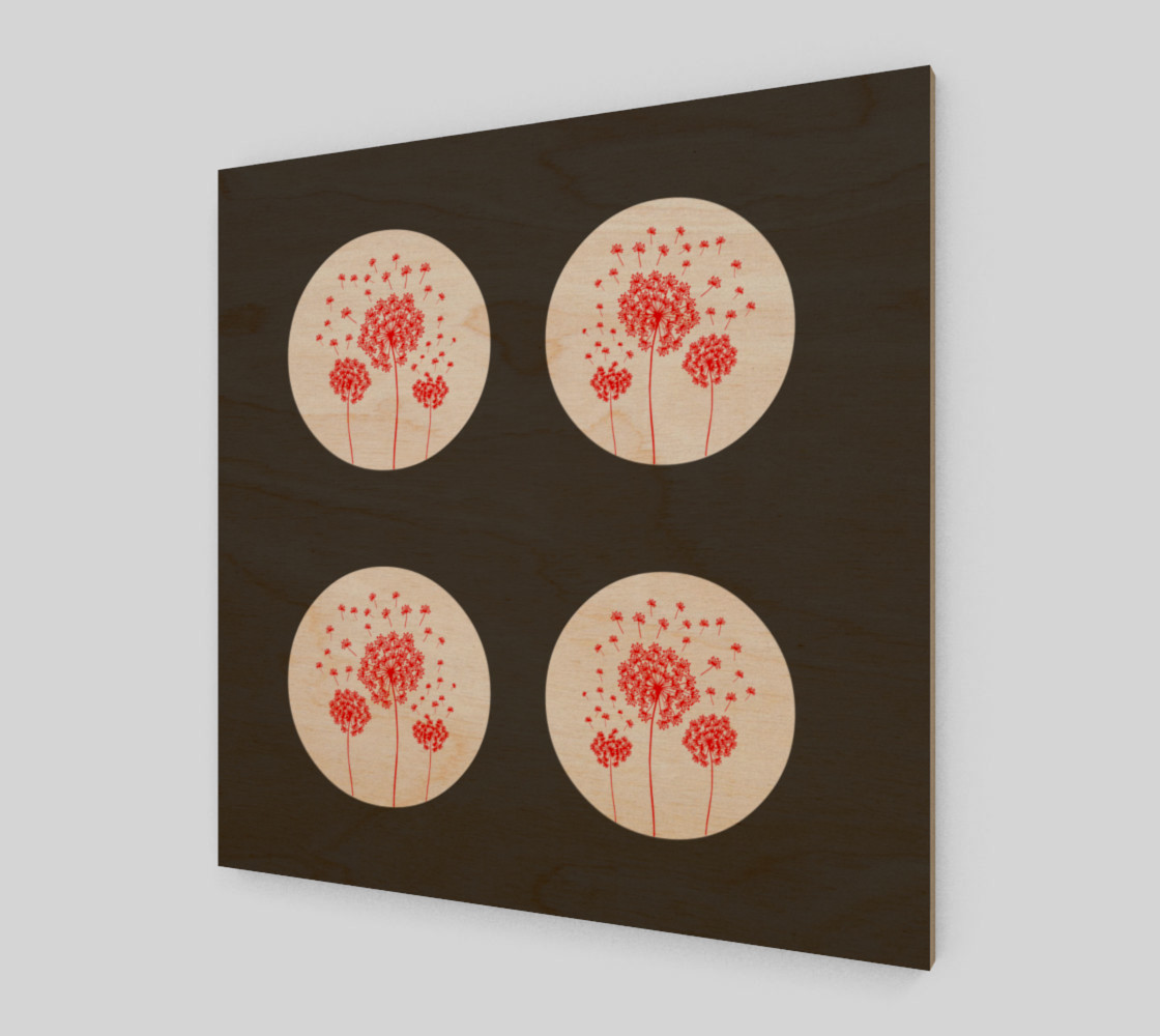 Aperçu de Contemporary Red & Gray Dandelion Print #1