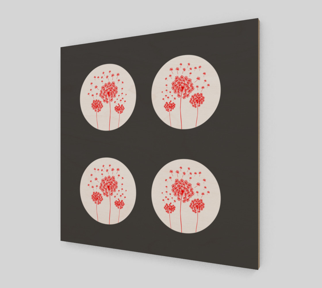 Aperçu de Contemporary Red & Gray Dandelion Print #2