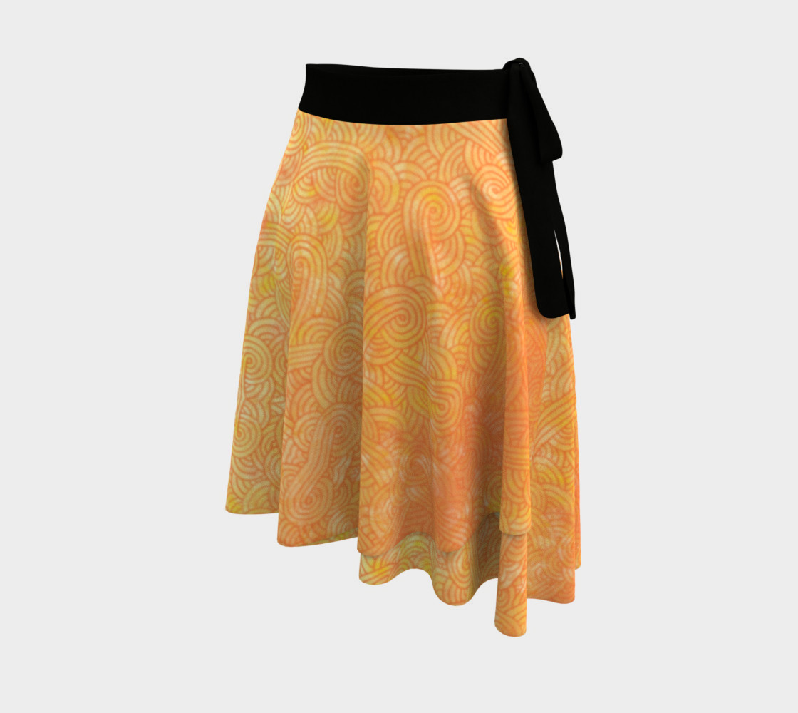 Aperçu de Yellow and orange swirls doodles Wrap Skirt #2