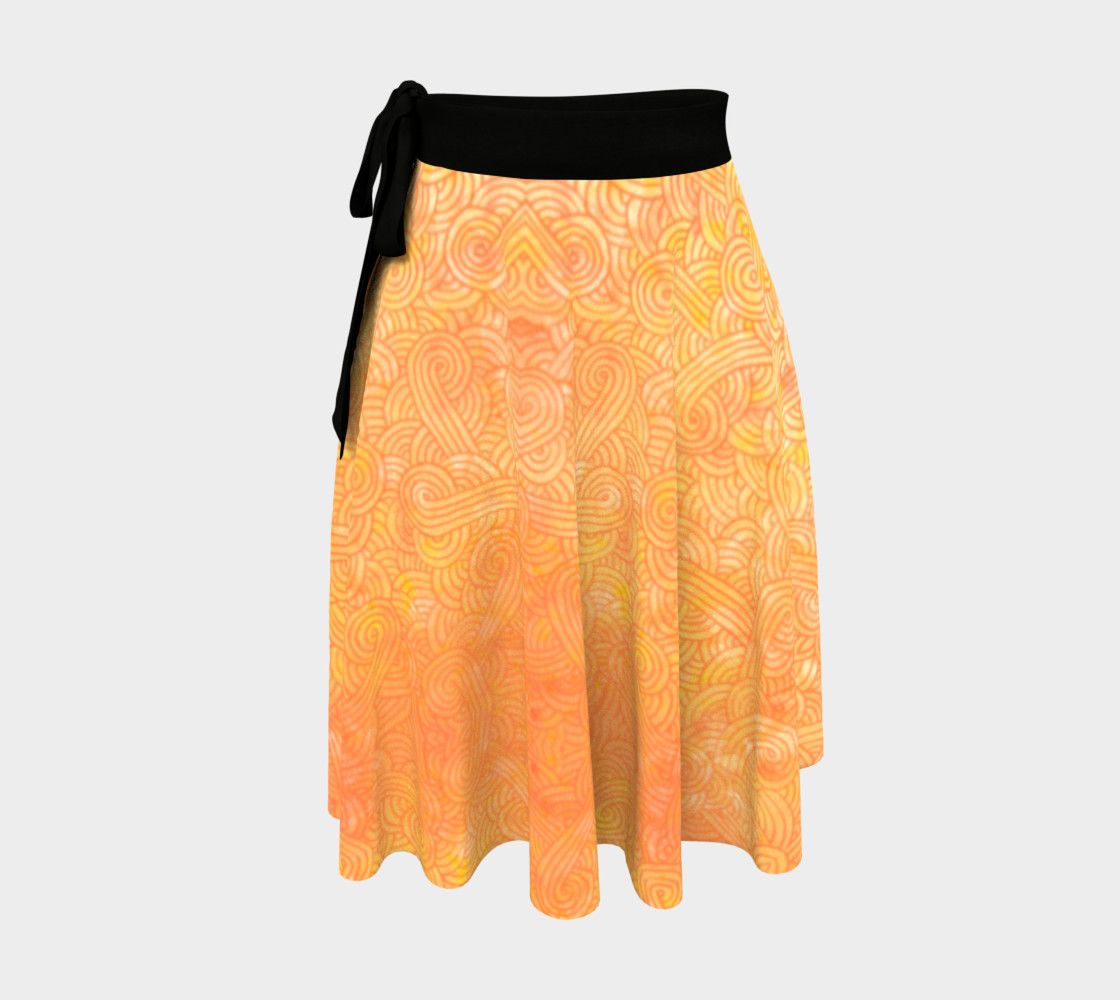 Aperçu de Yellow and orange swirls doodles Wrap Skirt #1