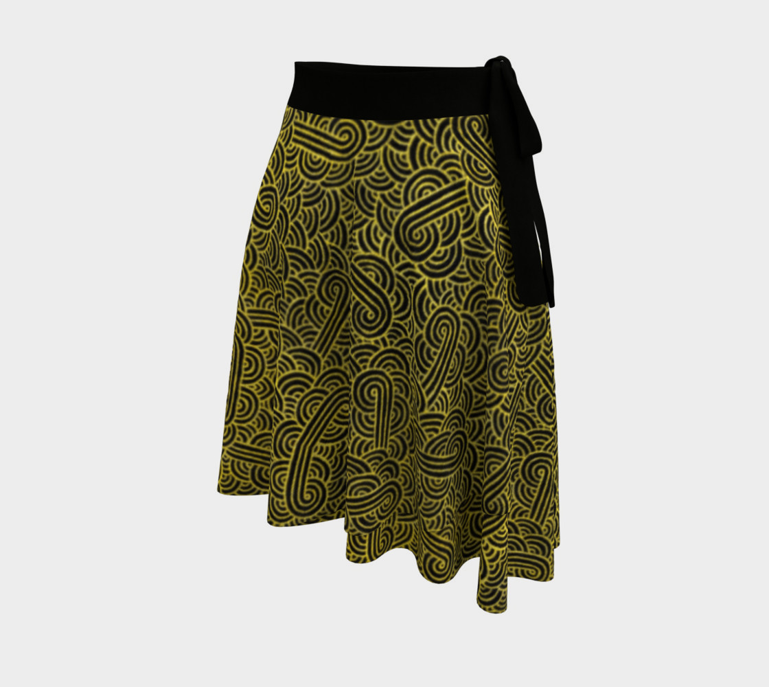 Faux gold and black swirls doodles Wrap Skirt Miniature #3