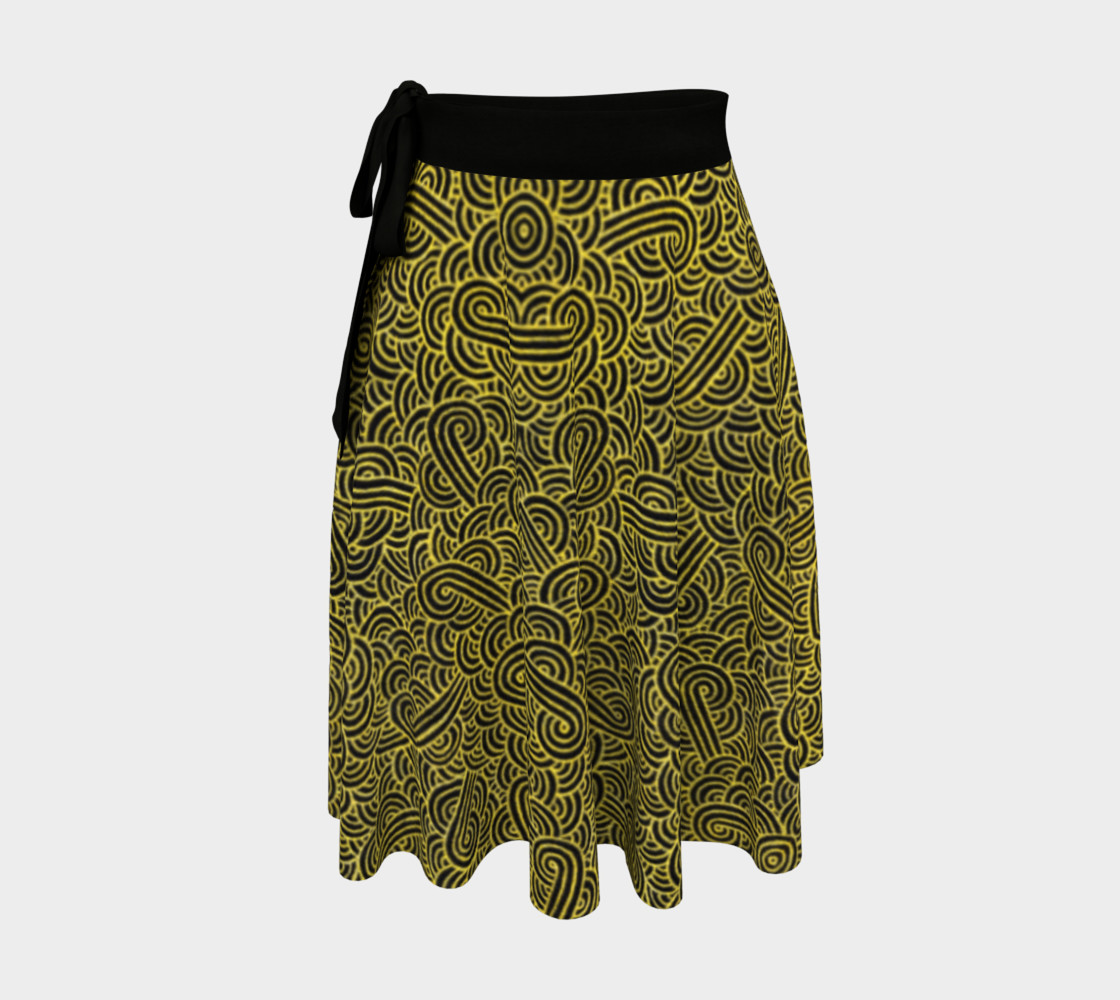 Aperçu 3D de Faux gold and black swirls doodles Wrap Skirt