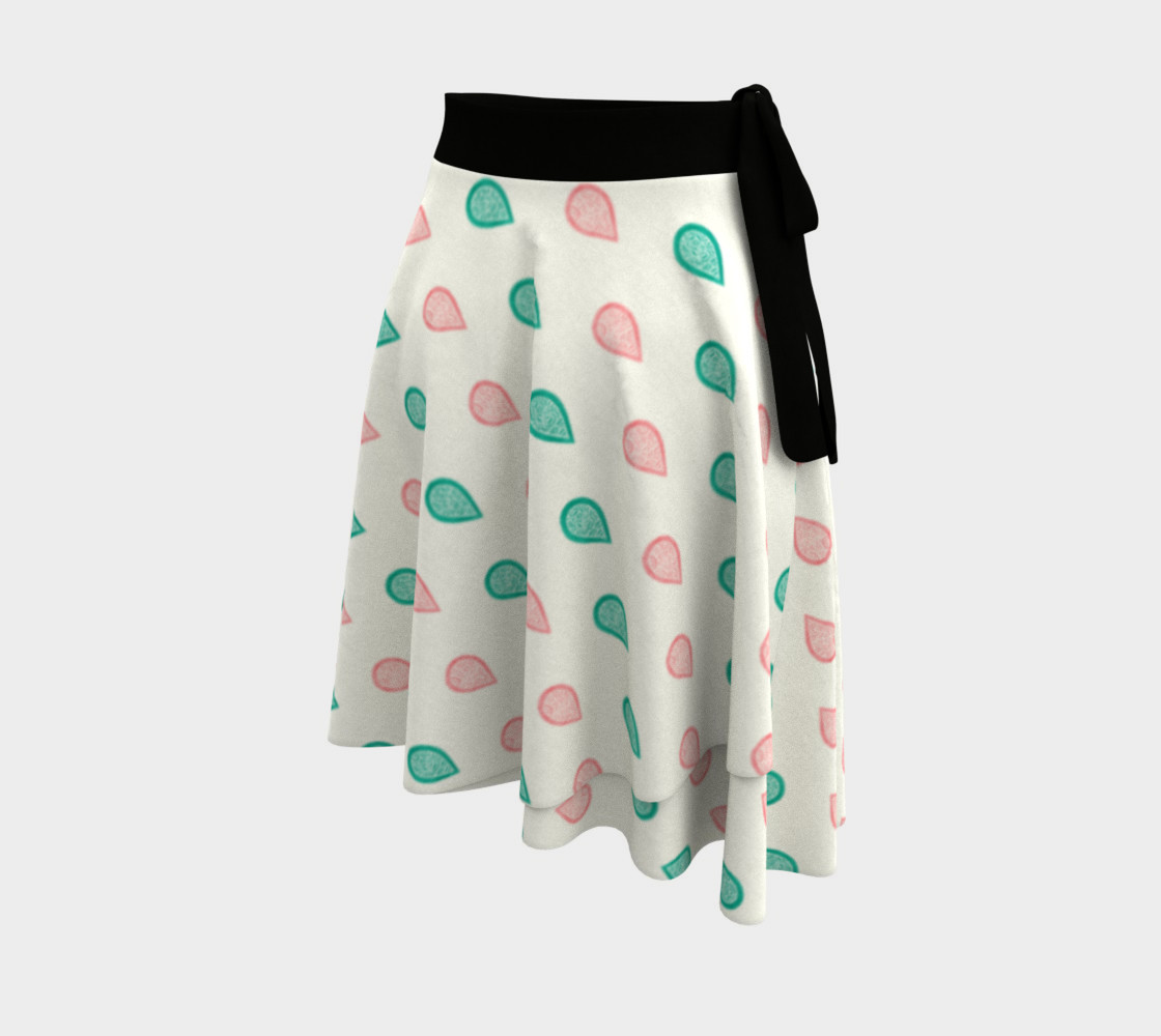 Teal blue and coral pink raindrops Wrap Skirt Miniature #3