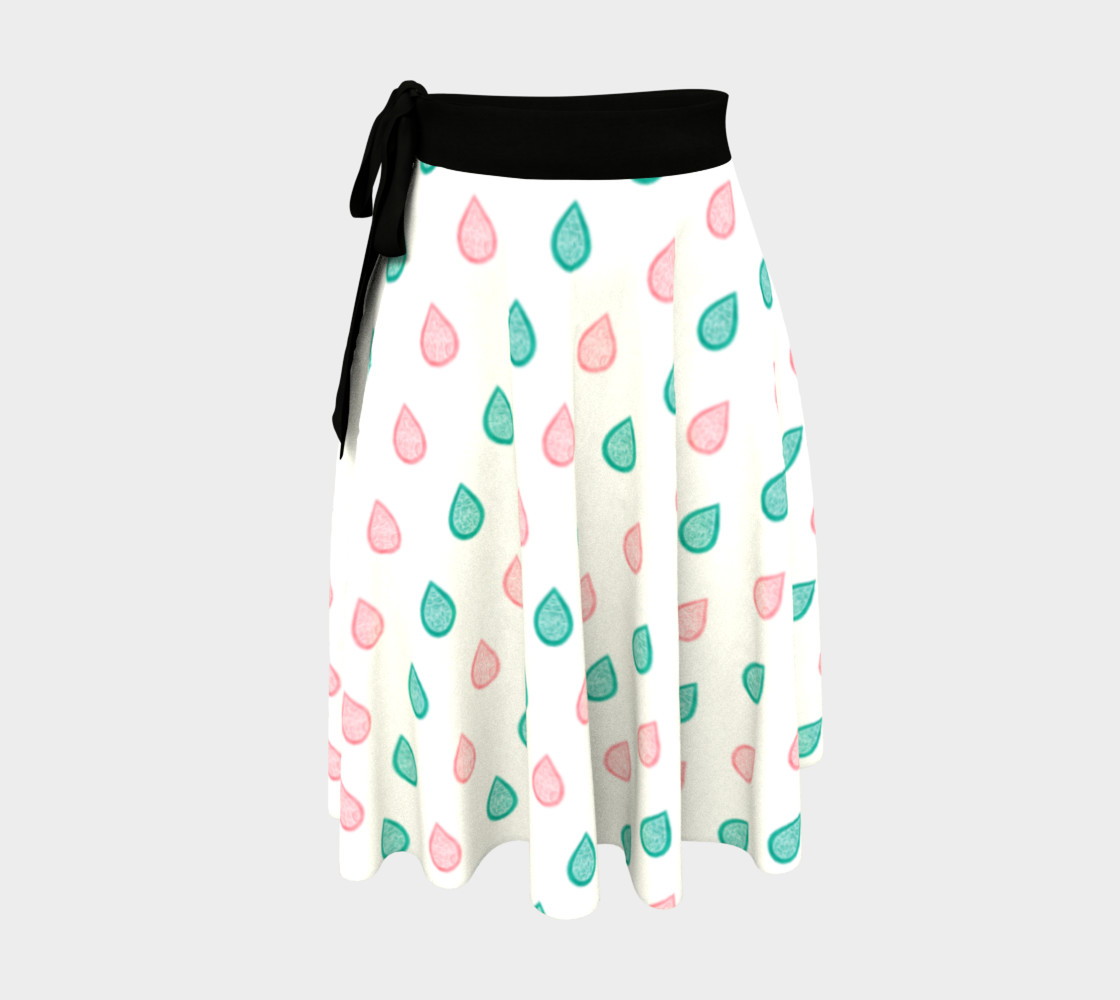 Teal blue and coral pink raindrops Wrap Skirt Miniature #2