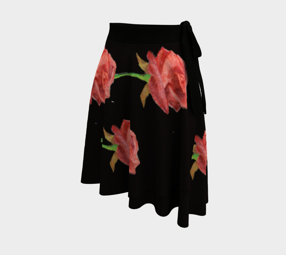 Roses on Black - Wrap Skirt Miniature #3
