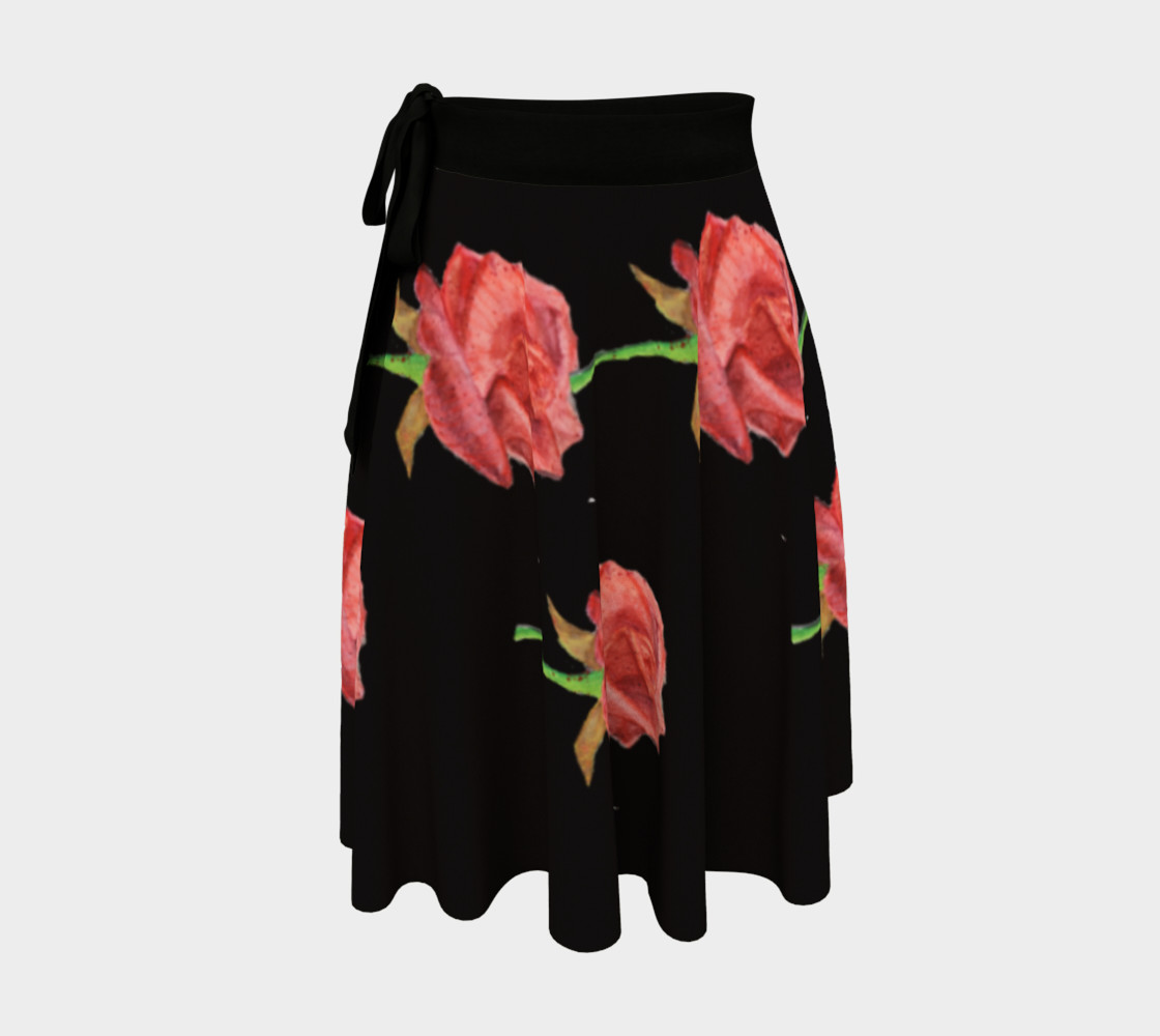Aperçu de Roses on Black - Wrap Skirt #1