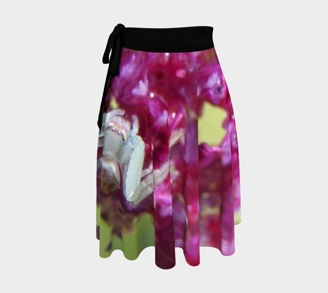 Aperçu de Pink Spirea and Green Crab Spider Wrap Skirt #1