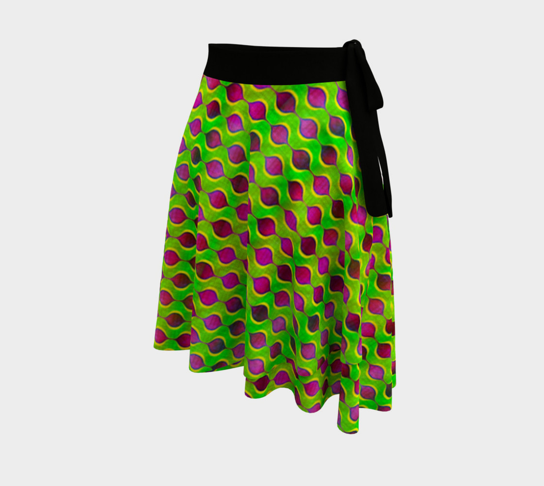 Aperçu de Fun Bright Green Purple Ogee Pattern Wrap Skirt #2