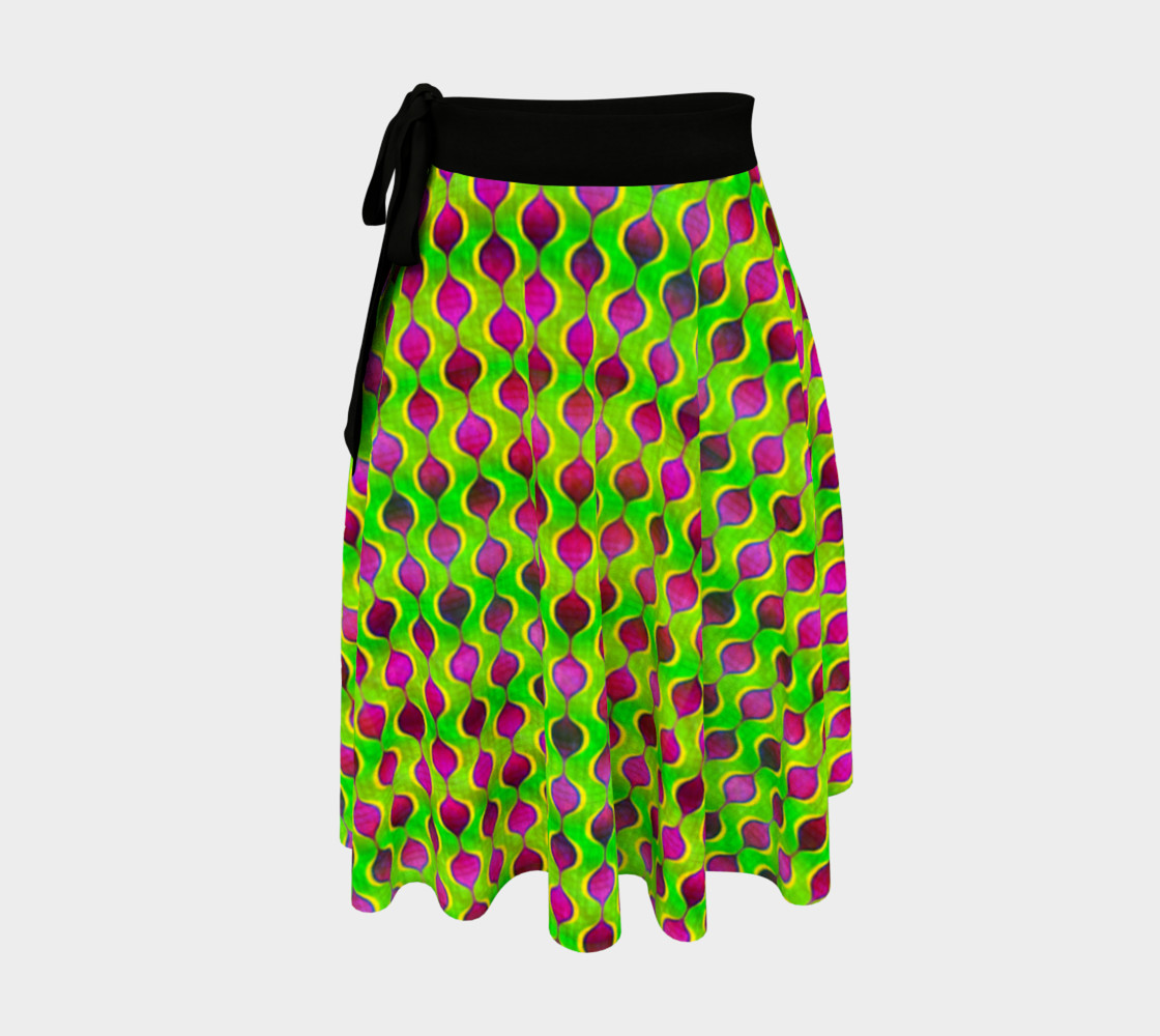 Aperçu de Fun Bright Green Purple Ogee Pattern Wrap Skirt #1