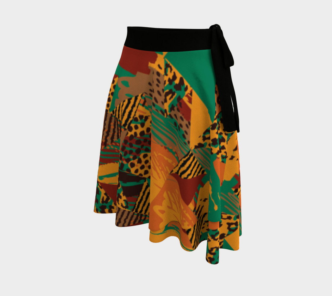 Abstract Safari Print Wrap Skirt preview #2