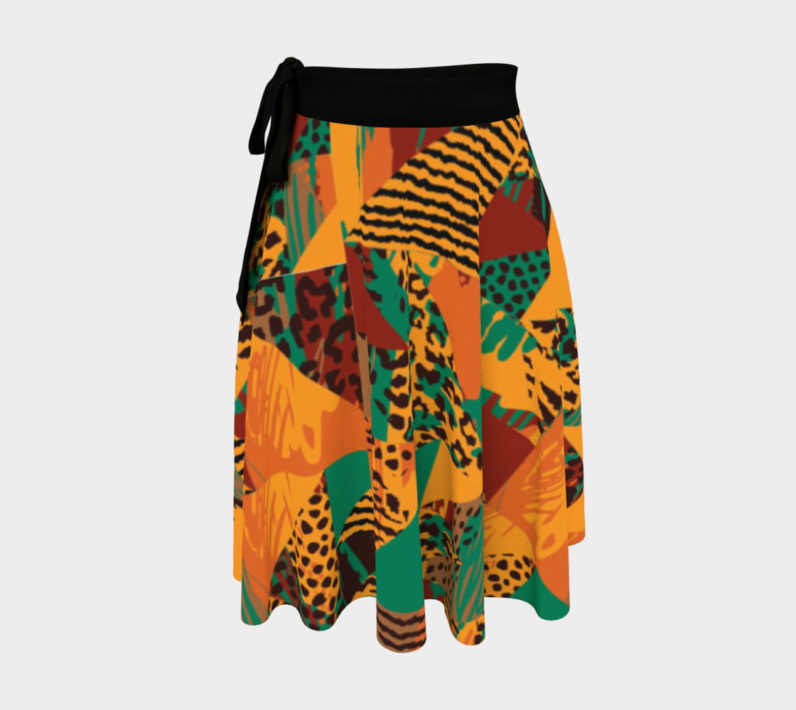 Abstract Safari Print Wrap Skirt preview #1