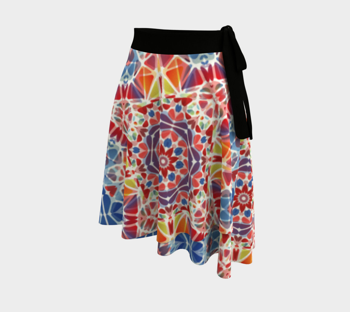 Blue and Orange Kaleidoscope Wrap Skirt preview #2