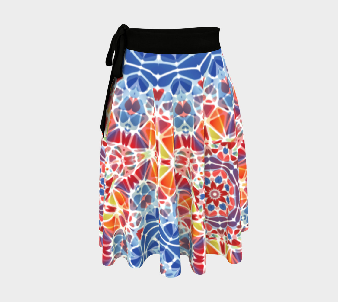 Blue and Orange Kaleidoscope Wrap Skirt preview #1