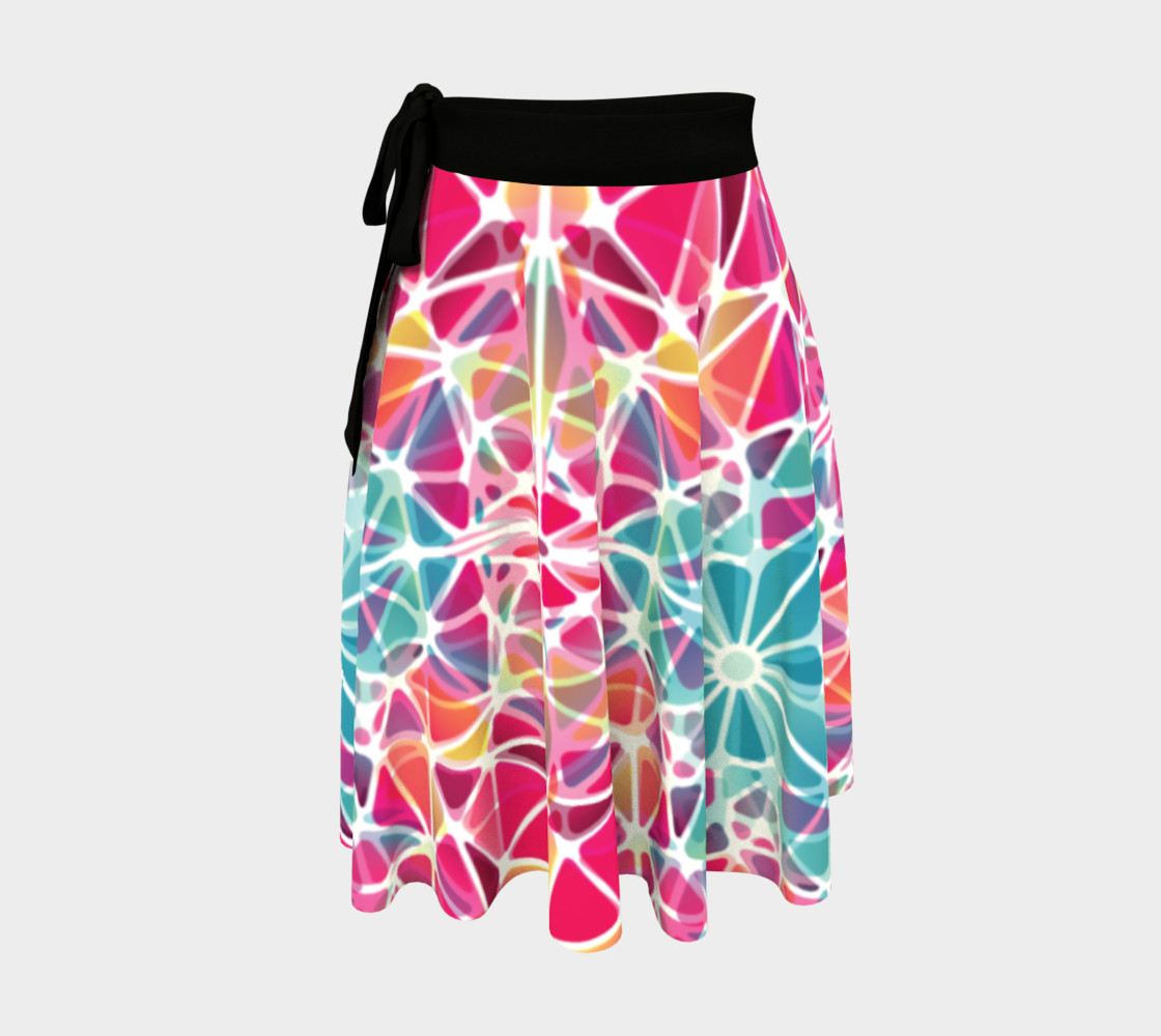 Aperçu de Pink and Blue Kaleidoscope Wrap Skirt #1