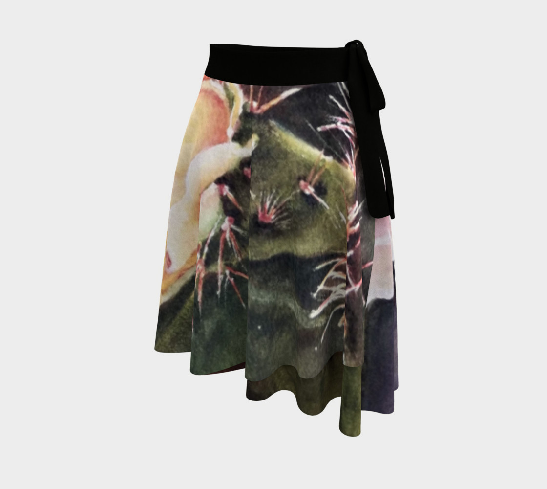 Pink Yellow Cactus Flowers Wrap Skirt preview #2