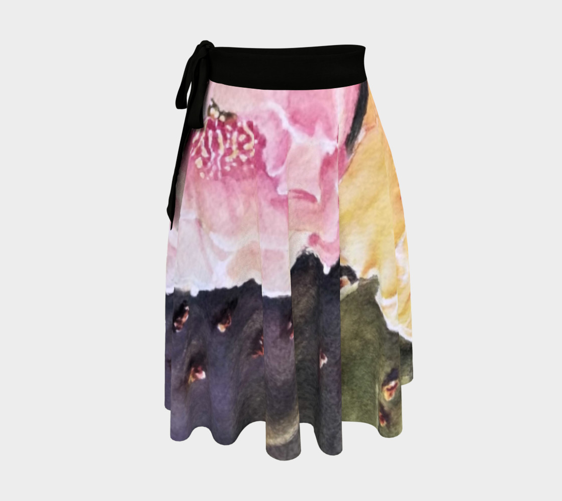 Pink Yellow Cactus Flowers Wrap Skirt preview #1