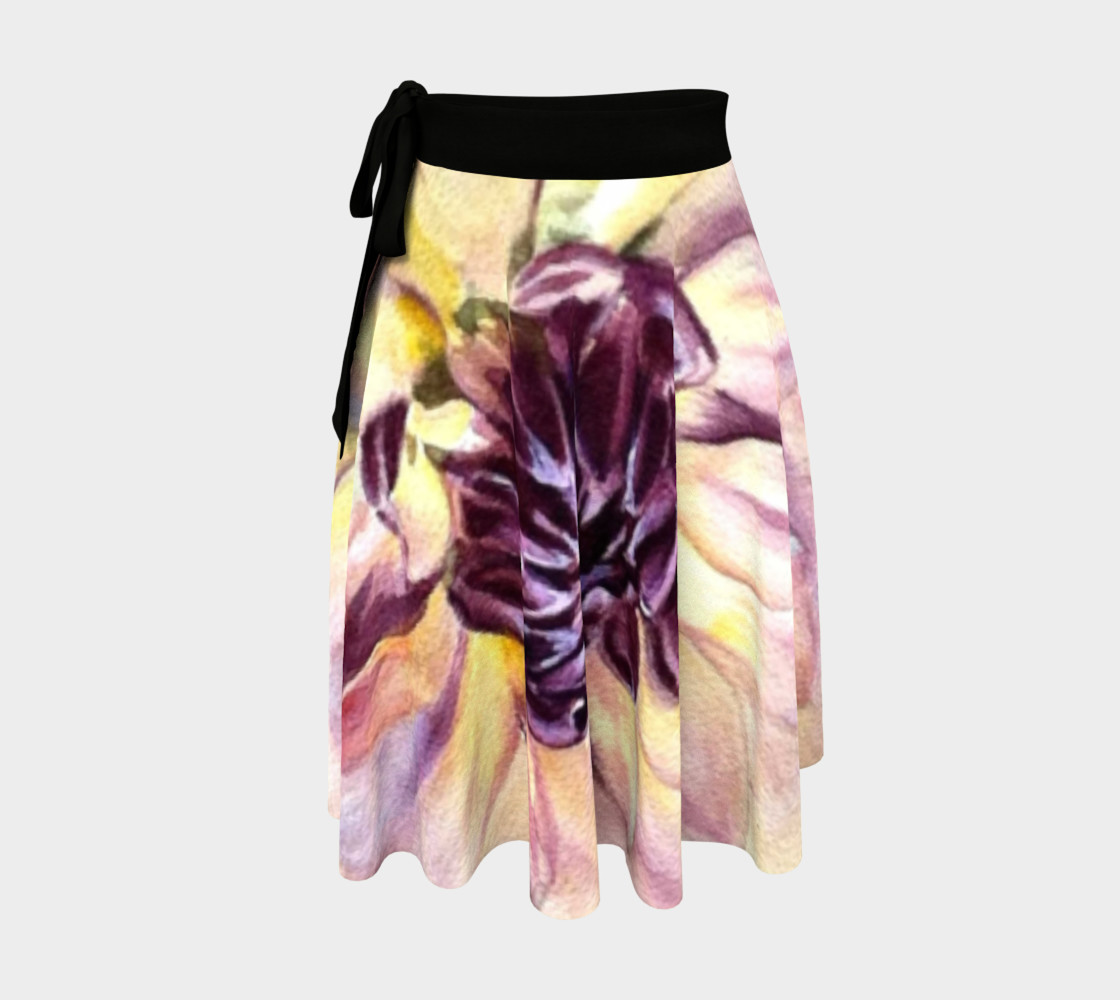 Purple Yellow Dahlia Wrap Skirt preview #1