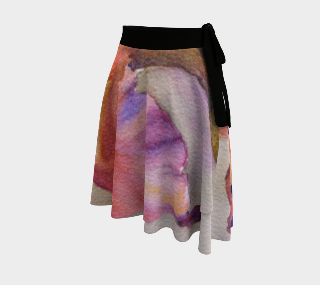 Pink Orange Iris Petals Wrap Skirt preview #2