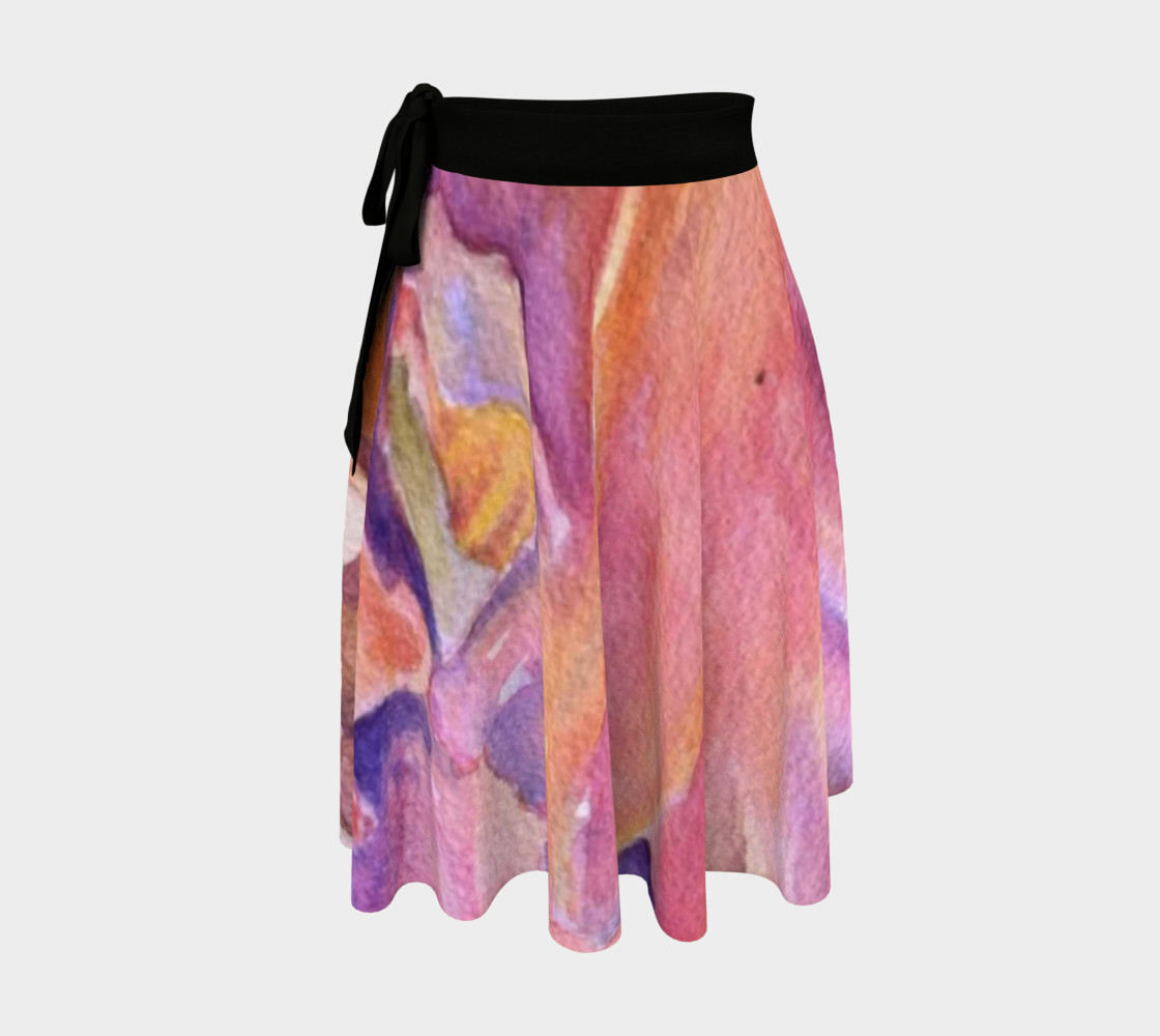 Pink Orange Iris Petals Wrap Skirt preview #1