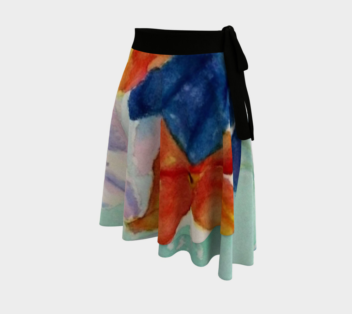 Blue Orange Pansies Wrap Skirt preview #2