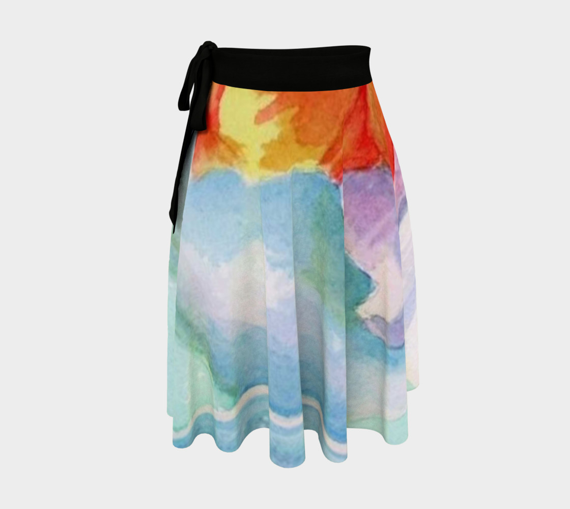 Blue Orange Pansies Wrap Skirt preview #1