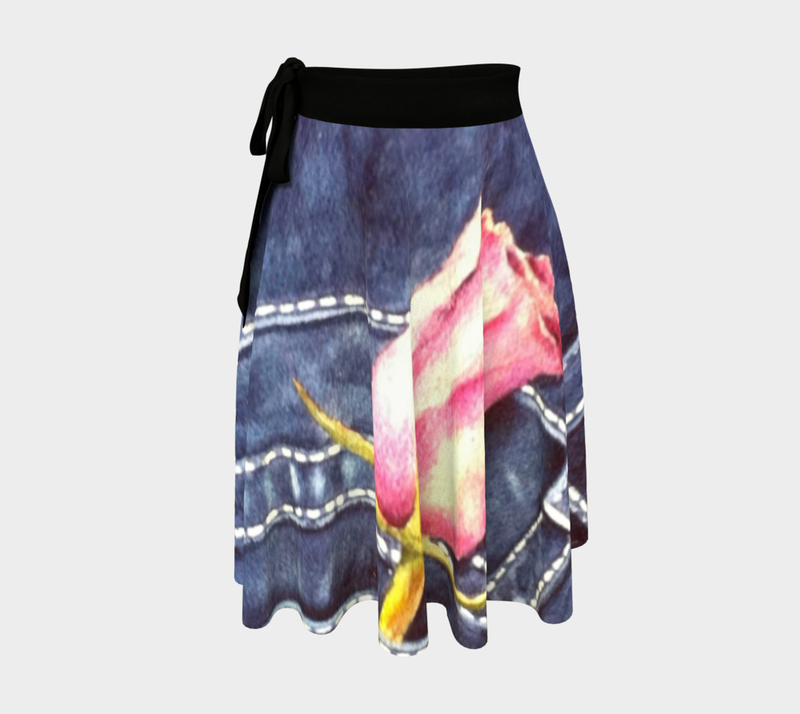 Pink Rose Blue Jeans Wrap Skirt preview #1