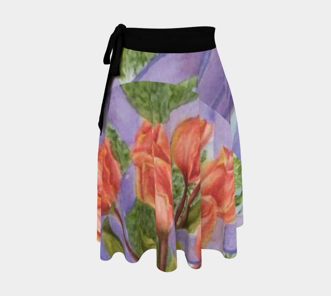 Orange Tulip Bunch Wrap Skirt preview #1