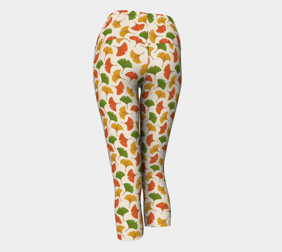 Fall ginkgo biloba leaves pattern Yoga Capris preview #3