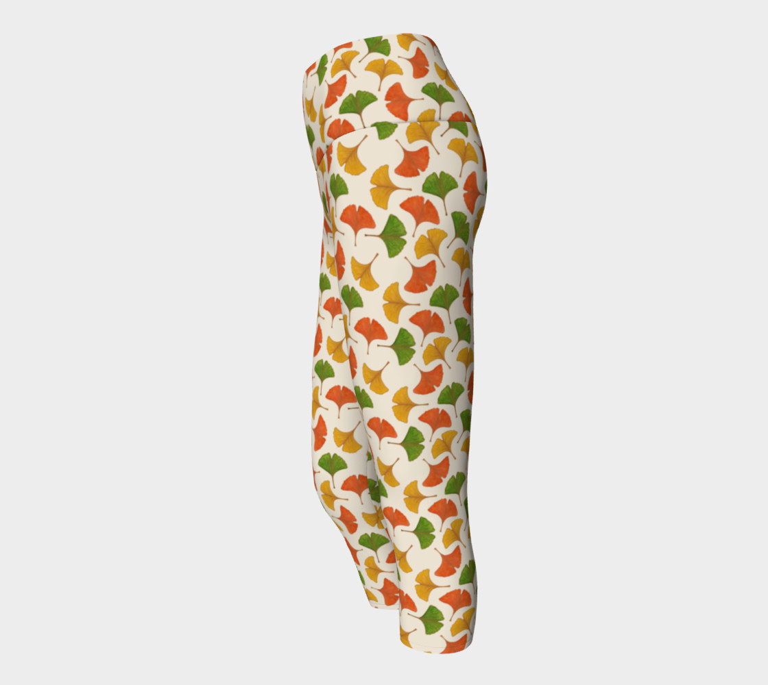 Fall ginkgo biloba leaves pattern Yoga Capris preview #2