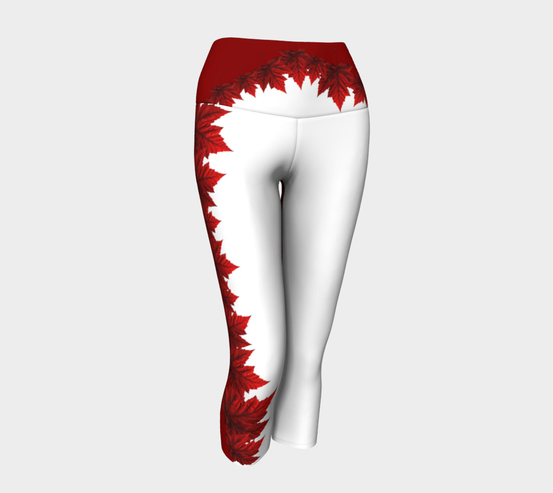 Canada Maple Leaf Yoga Pants Capris - White 3D preview