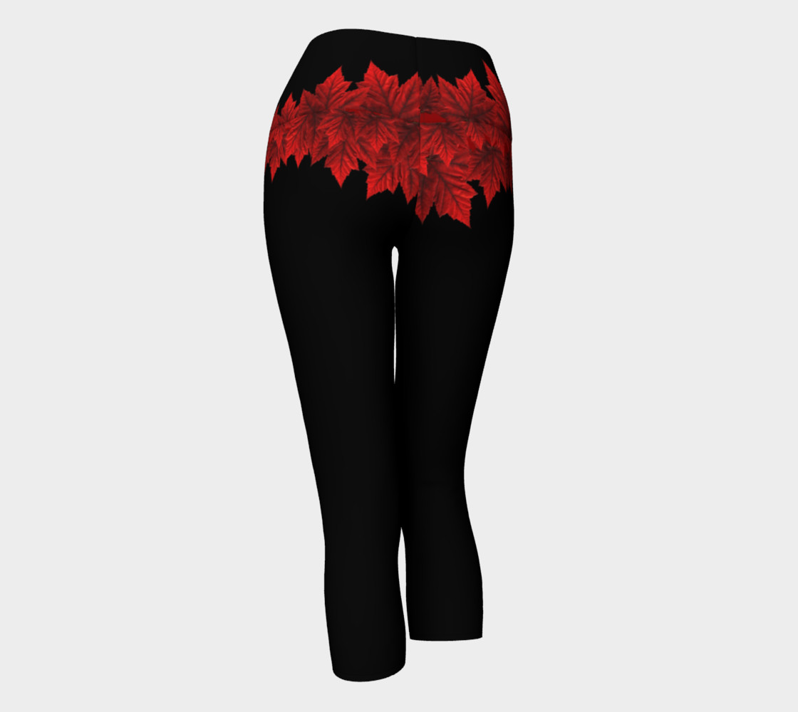 Red Autumn Leaves Yoga Pants preview #3